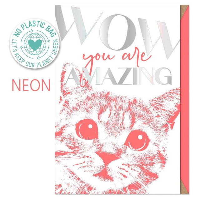 Neon Cat Birthday Card