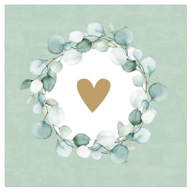 Luncheon Napkin Eucalyptus Heart