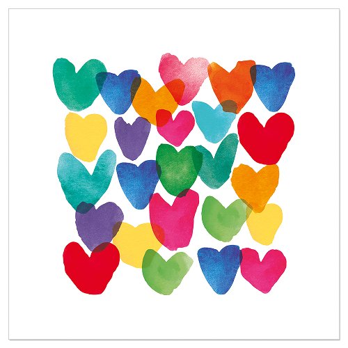 Luncheon Napkin Rainbow Hearts