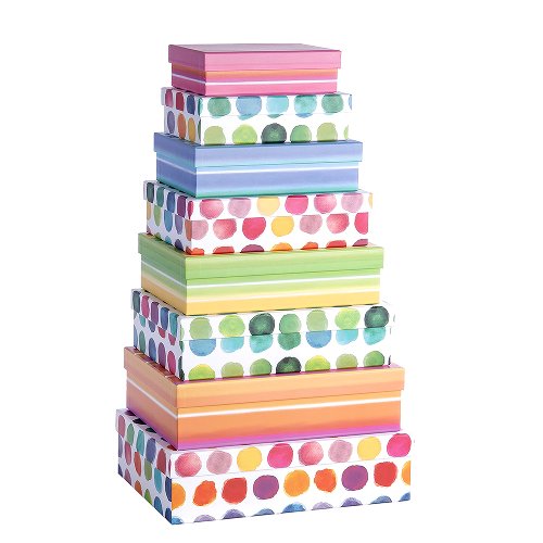 8pc Nesting Gift Box Set - Bright Dots