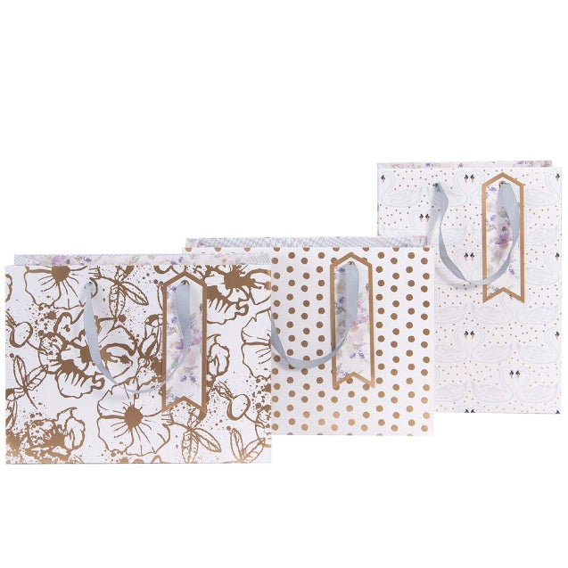 Gift Bag Large Set of 3 Swan Heart