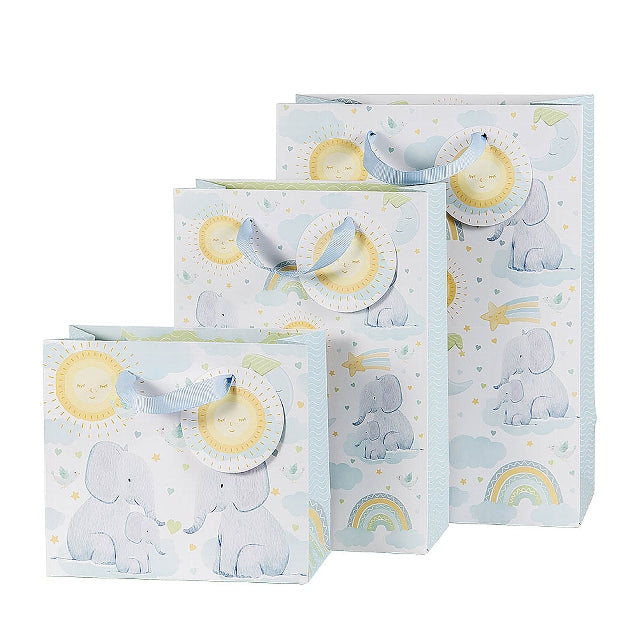 Gift Bag Assorted Set of 3 Elephant Blue