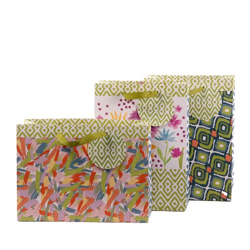 Gift Bag Large Set of 3 Flower Field Ikat