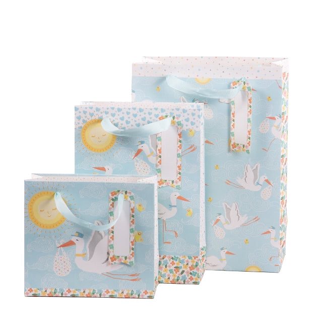 Gift Bag Assorted Set of 3 Stork Blue