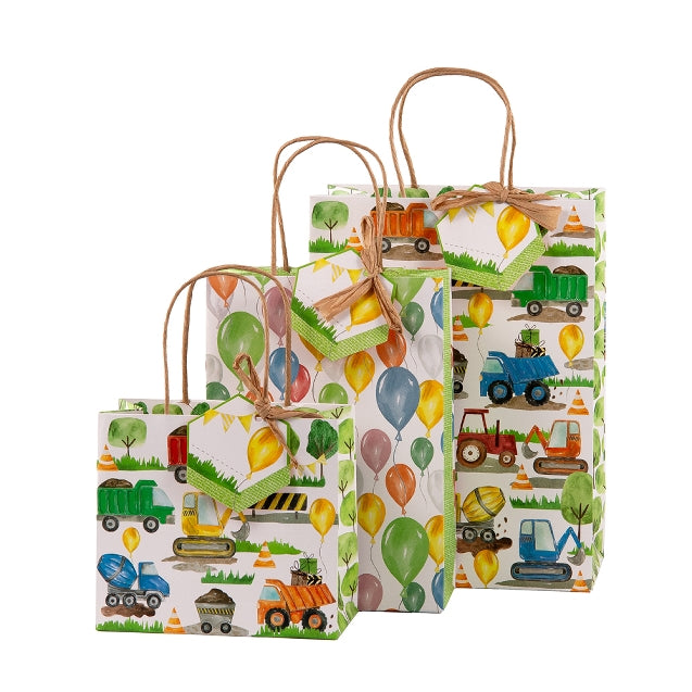 Gift Bag Set of 3 Construction Site