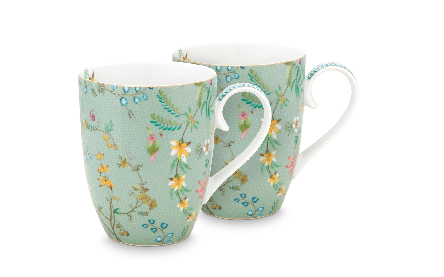Gift Set of 2 Mugs Large Jolie Flowers Blue 350ml