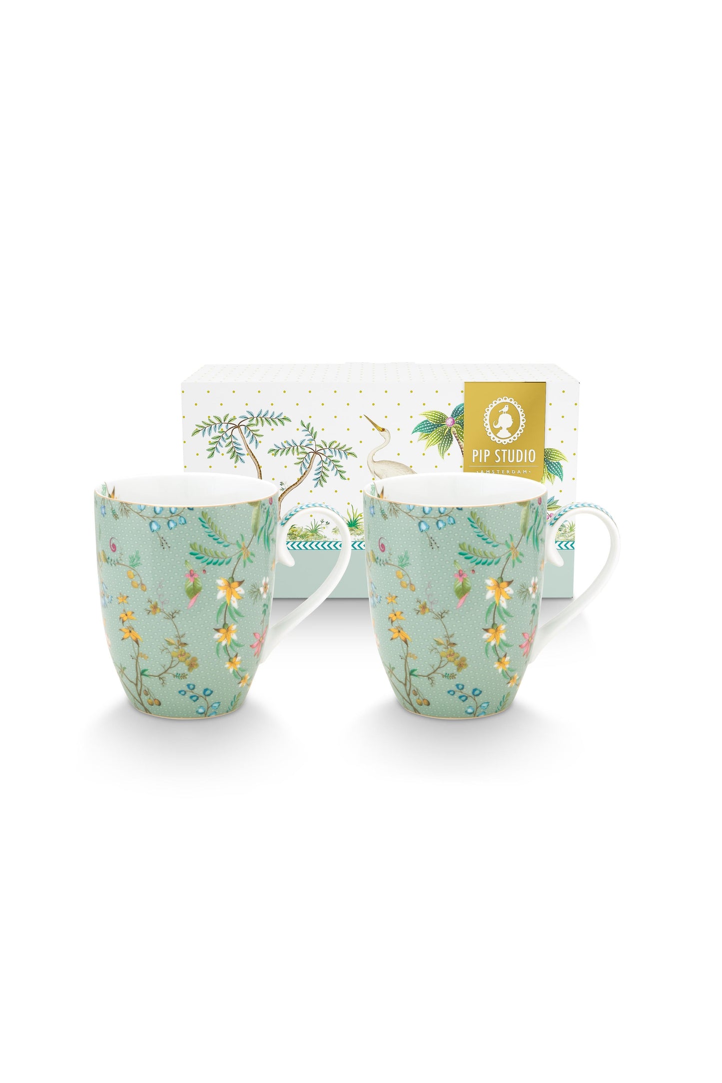 Gift Set of 2 Mugs Large Jolie Flowers Blue 350ml