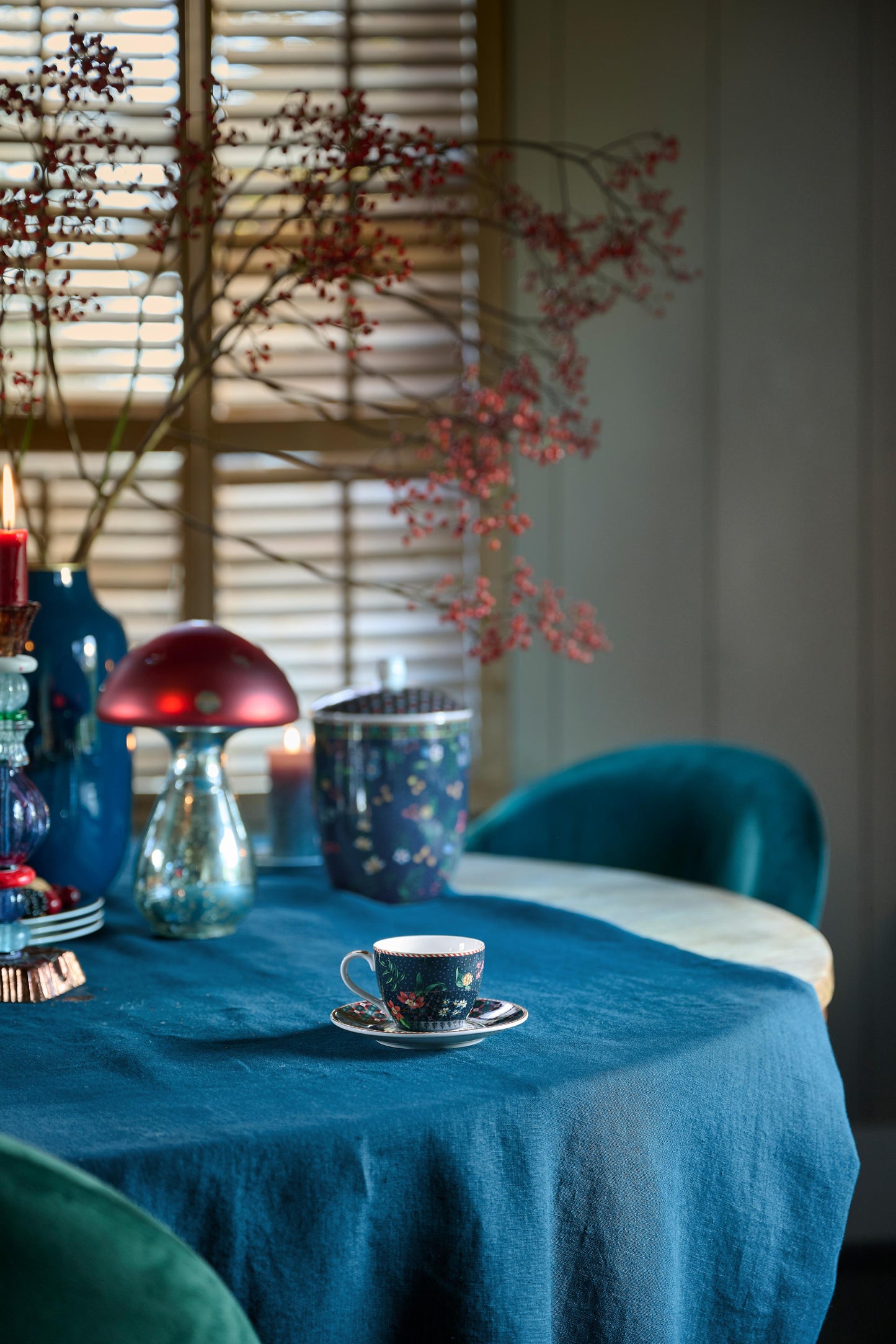 Espresso Cup and Saucer Berry Blues Blue 120ml