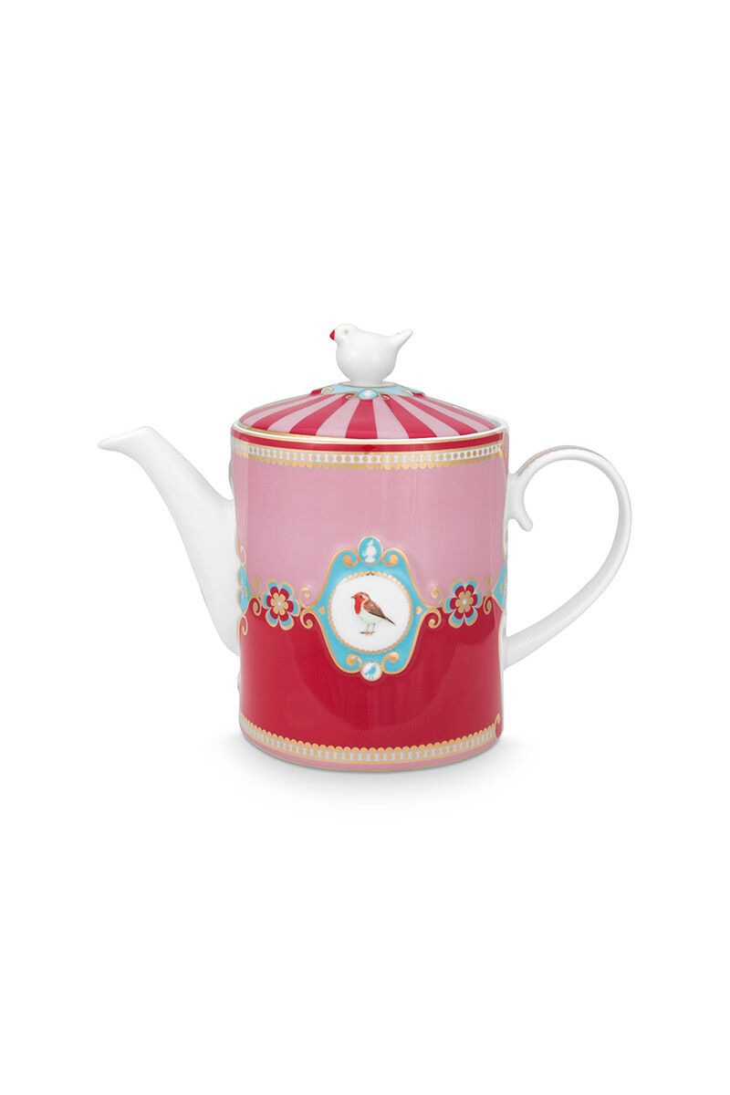 Teapot Love Birds Medallion Red-Pink 1.3ltr