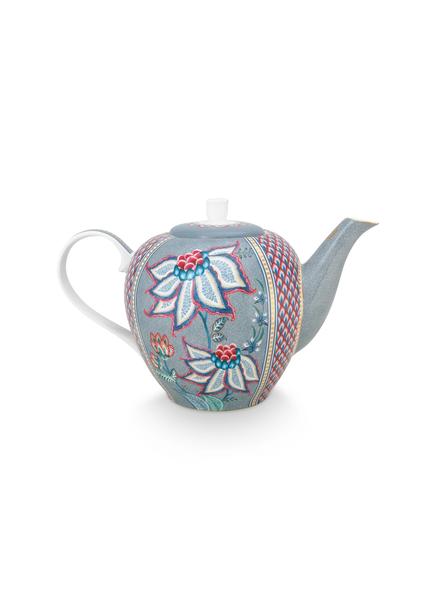 Tea Pot Large Flower Festival Light Blue 1.6ltr