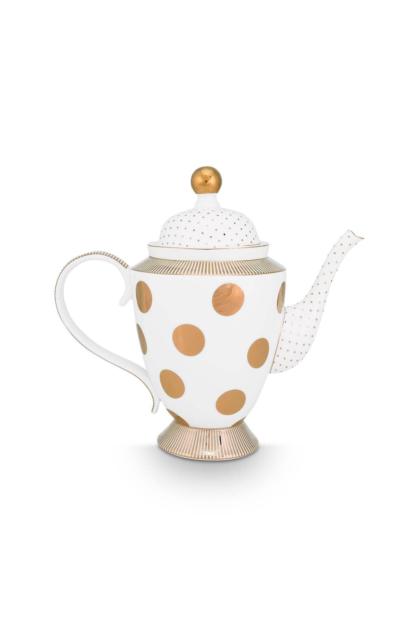 Teapot Dot Delight White-Gold 1.25ltr