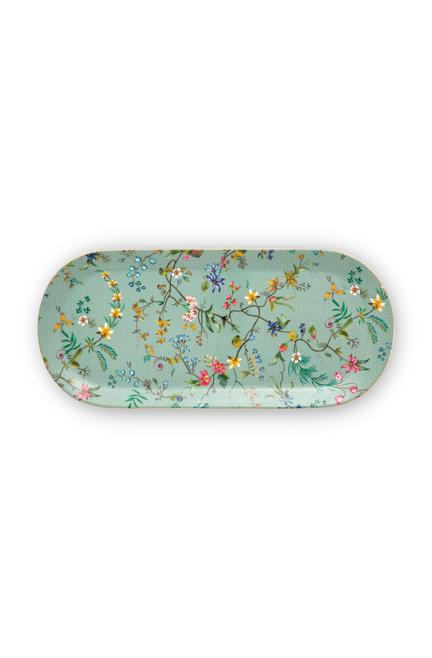 Serving Platter Jolie Flowers Blue 33.3x15.5cm