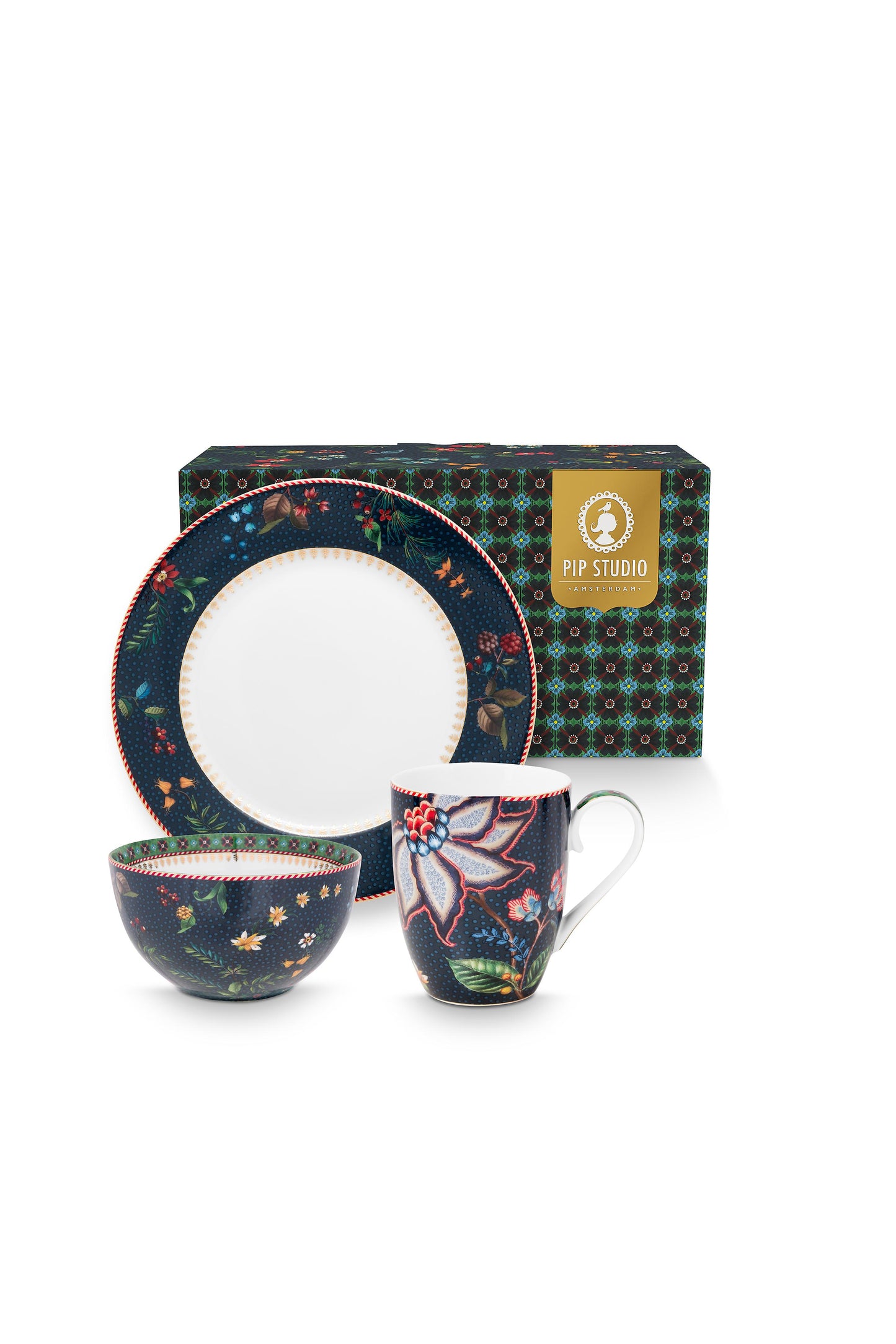 Breakfast Set of 3 Berry Blues