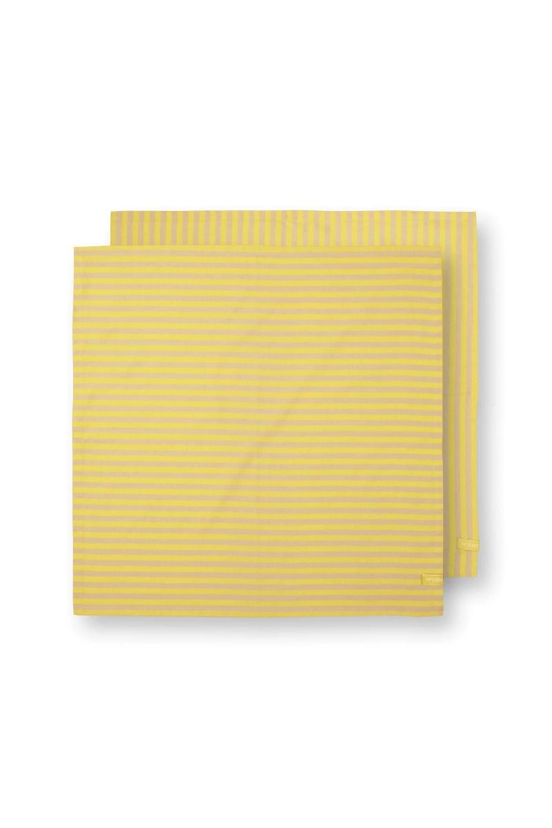 Set/2 Tea Towels Stripes Yellow 65x65cm