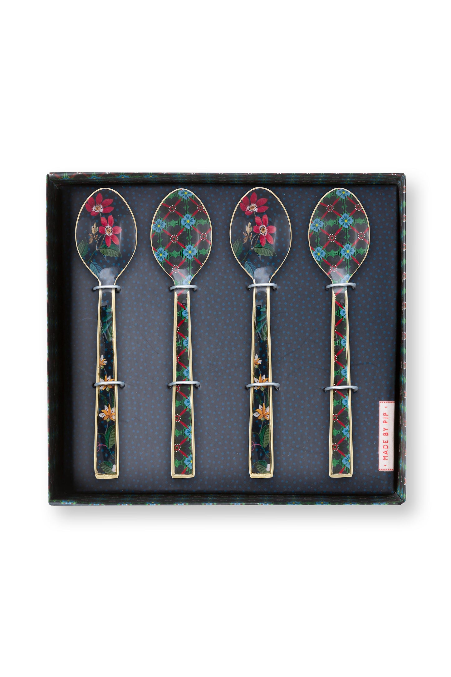 Gift Set of 4 Spoons Enamelled Berry Blues 14.5cm