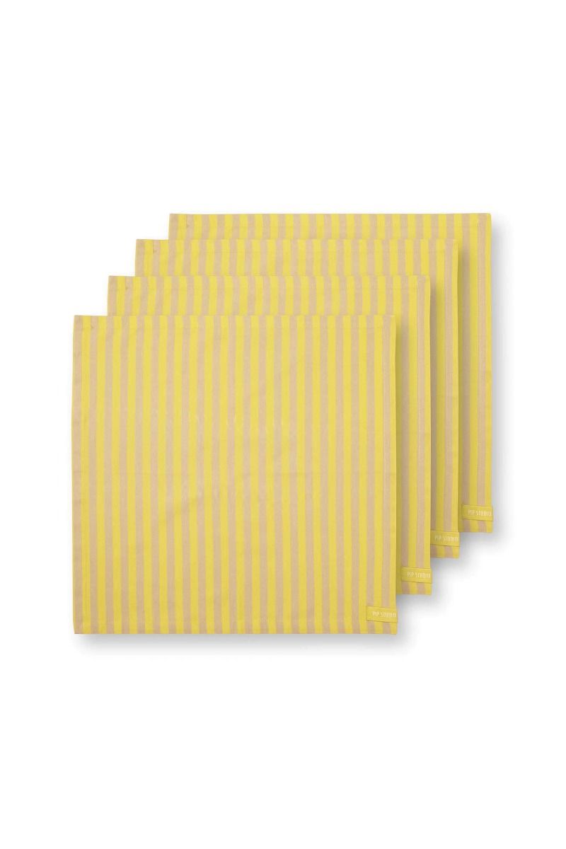 Set/4 Napkins Stripes Yellow 40x40cm