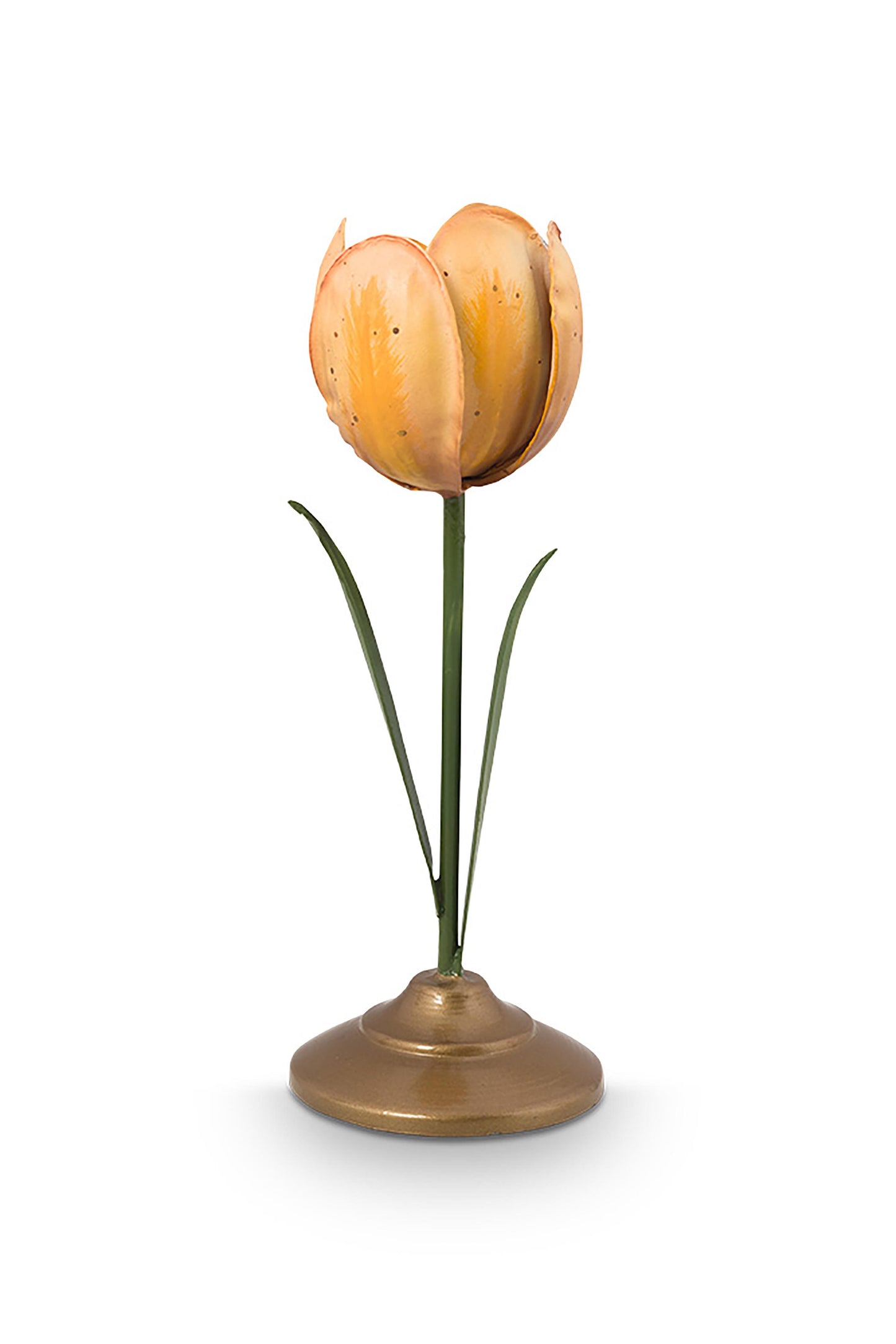 Gift Set of 2 Tulip Candle Holders Metal Yellow