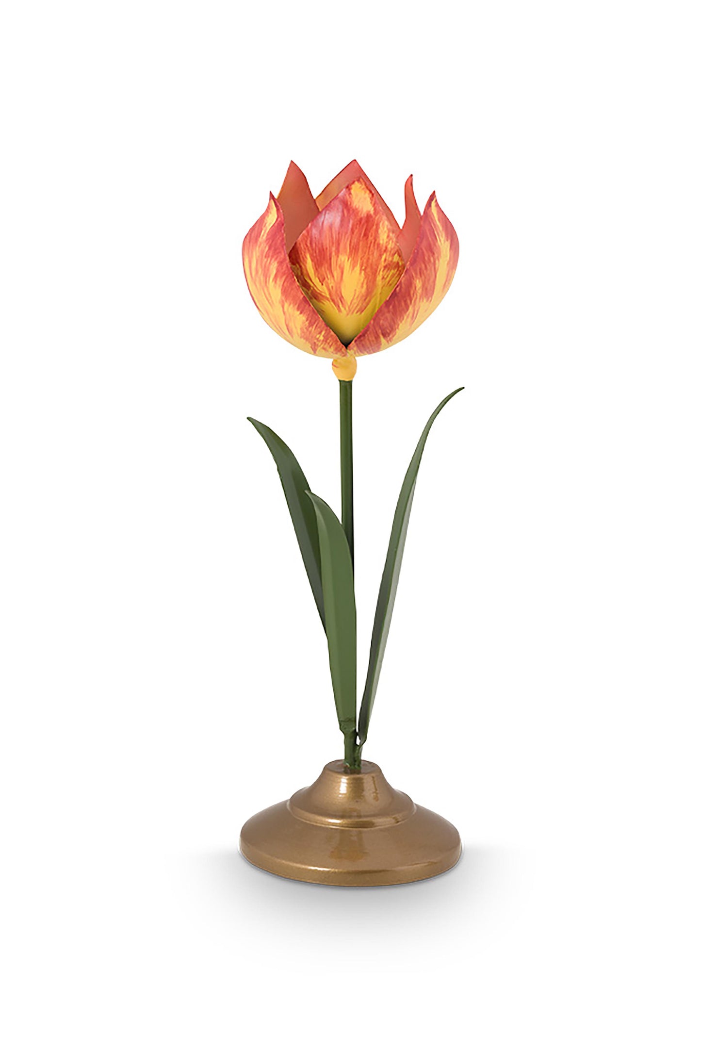 Gift Set of 2 Tulip Candle Holders Metal Yellow