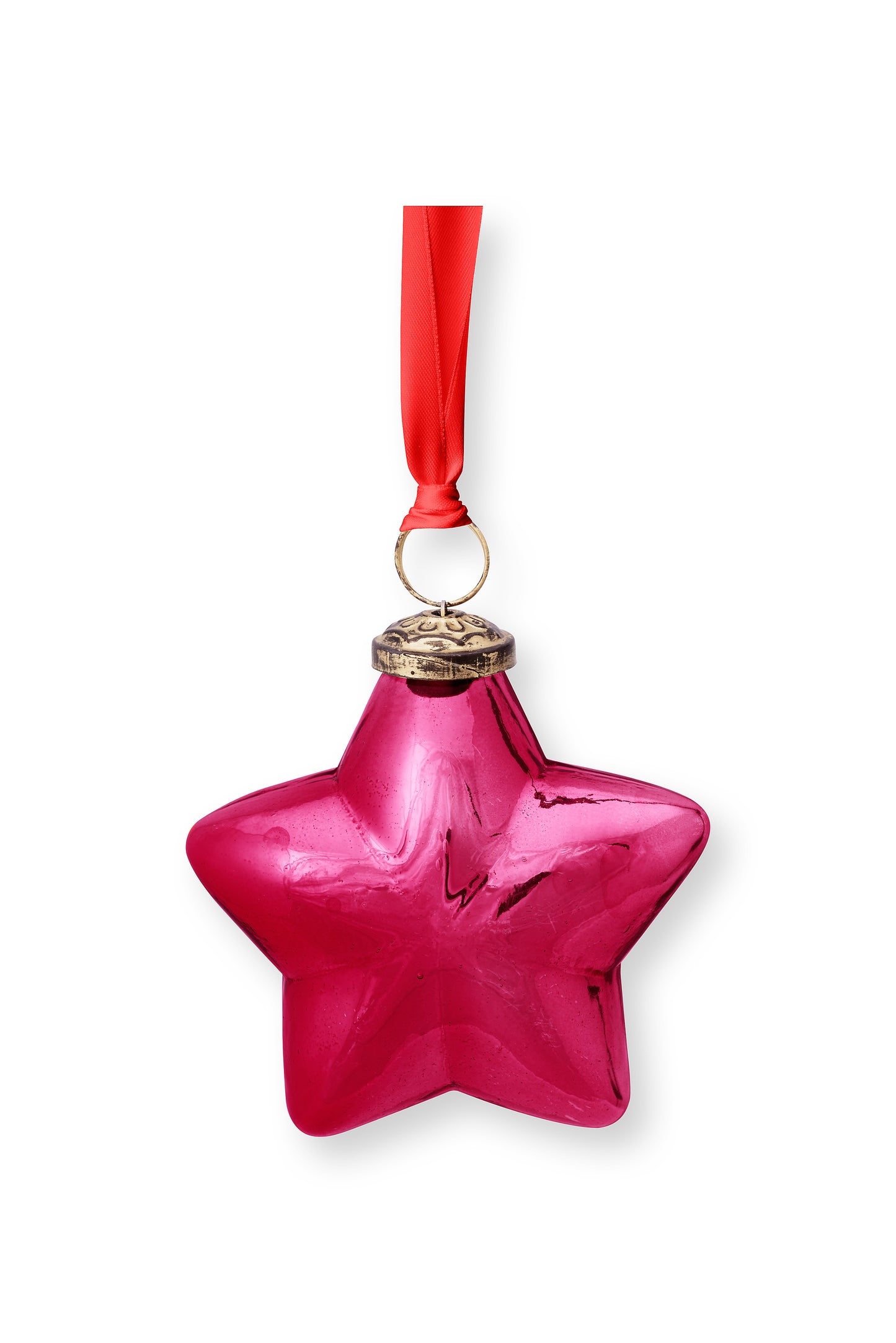 Ornament Glass Star Pink 10cm