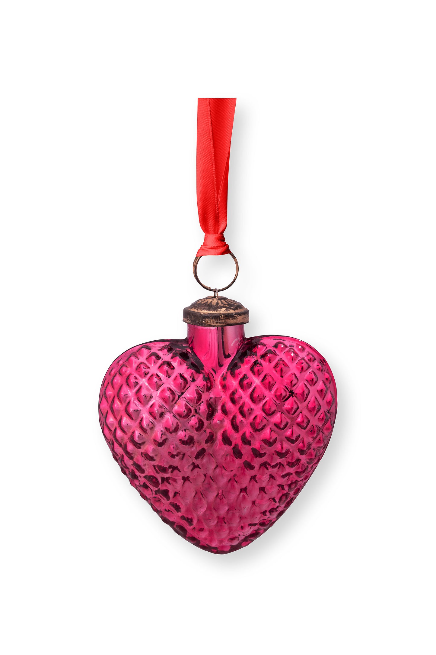 Ornament Glass Heart Pink 10cm