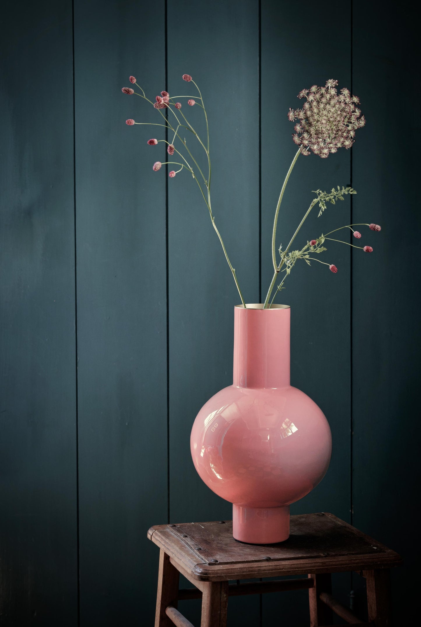 Vase Metal Medium Pink 24x40cm