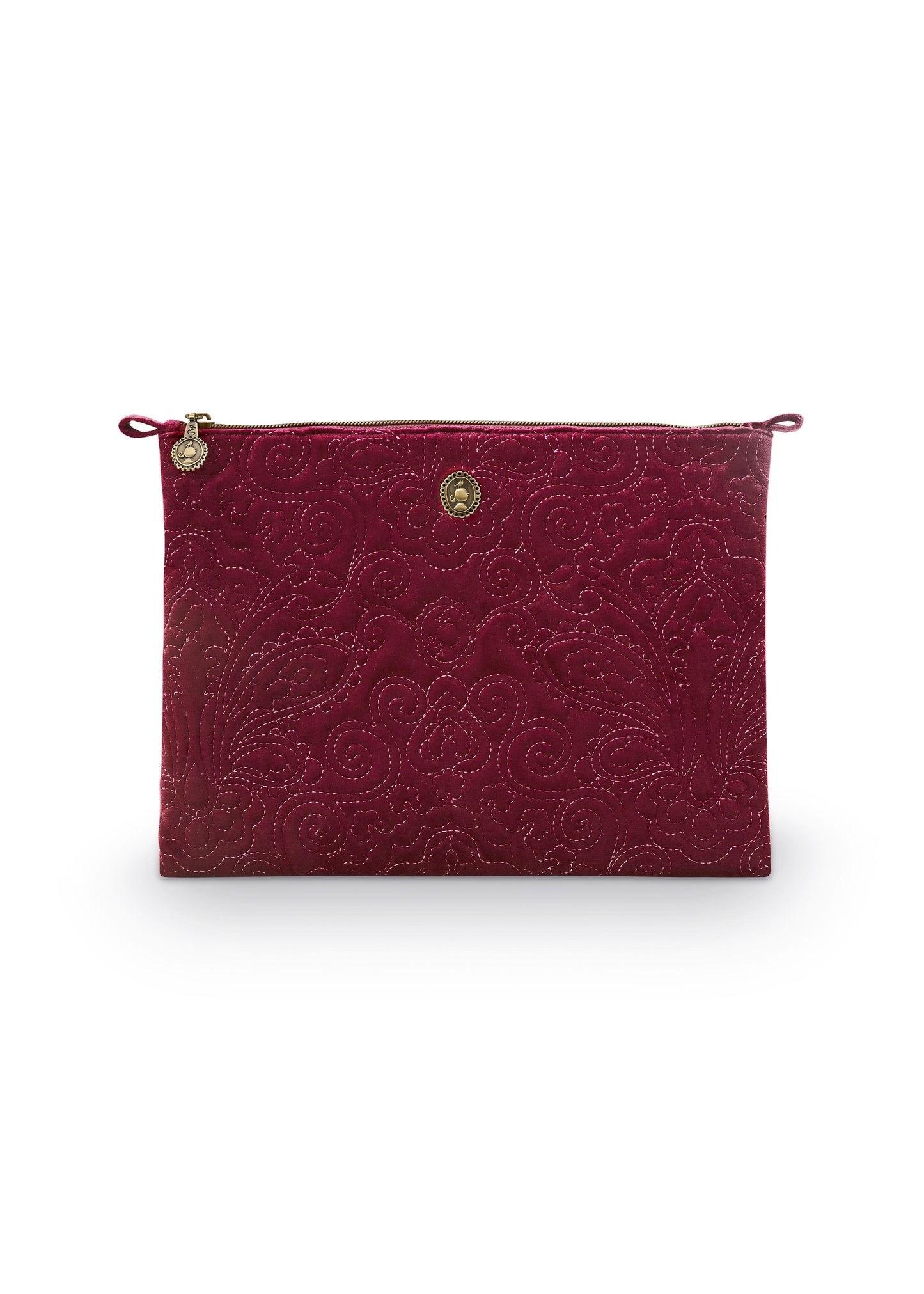 Cosmetic Flat Pouch Large Velvet Quilted 30x1x22cm