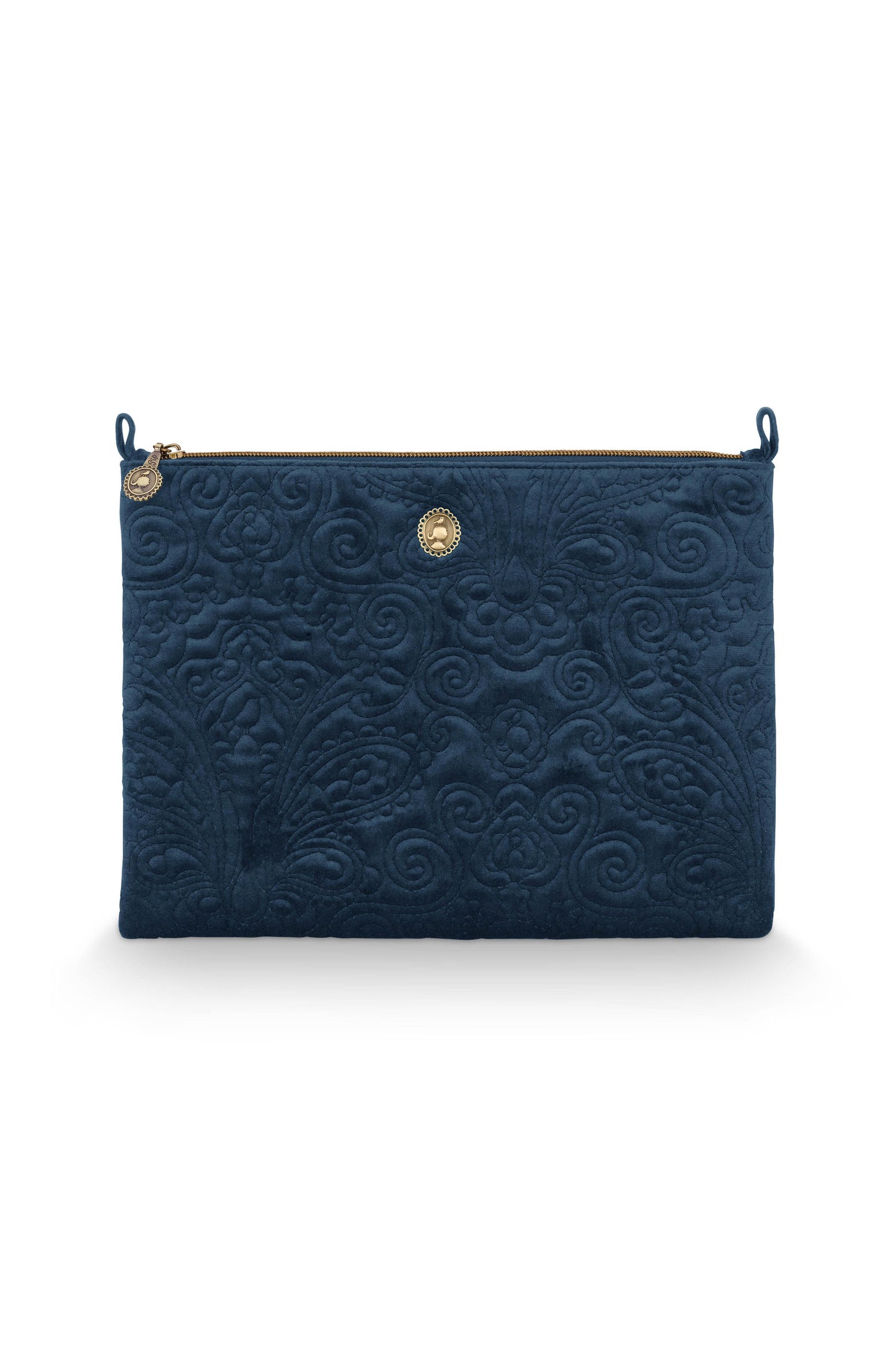 Cosmetic Flat Pouch Large Velvet Quilted 30x1x22cm