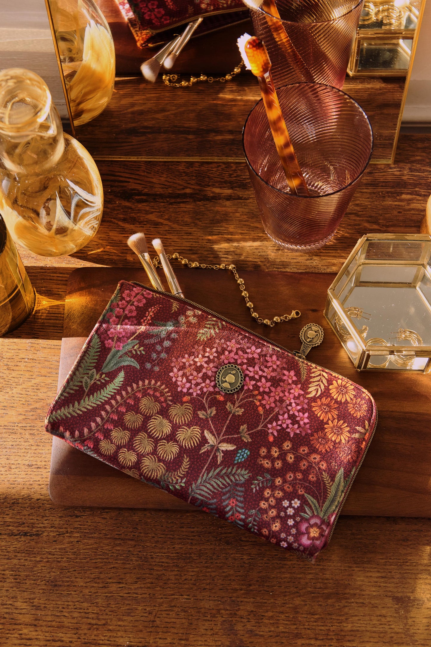 Cloe Cosmetic Zipper Pouch Querida Velvet 21x3.5x12.5cm