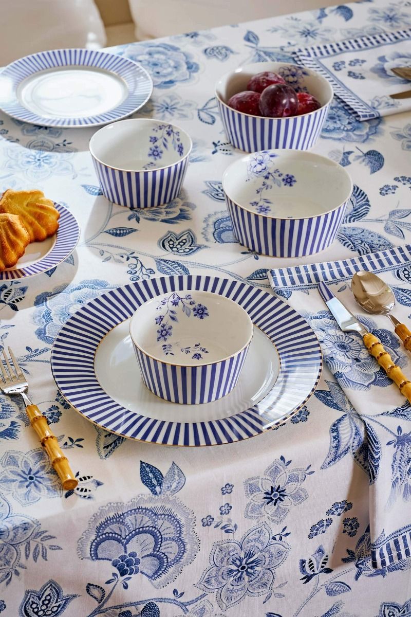 Set/4 Napkins Royal Regal Flower Blue 40x40cm