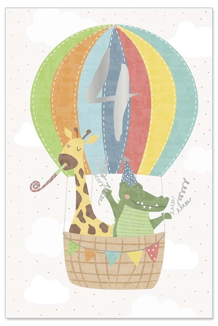 Fourth Birthday Hot Air Balloon Card