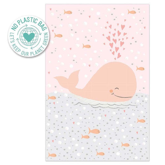 Pink Whale Baby Card