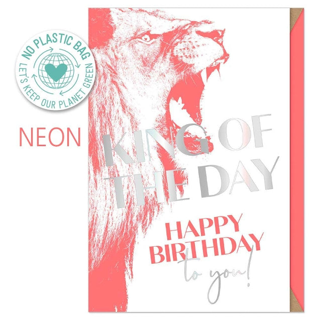 Neon Lion Birthday Card