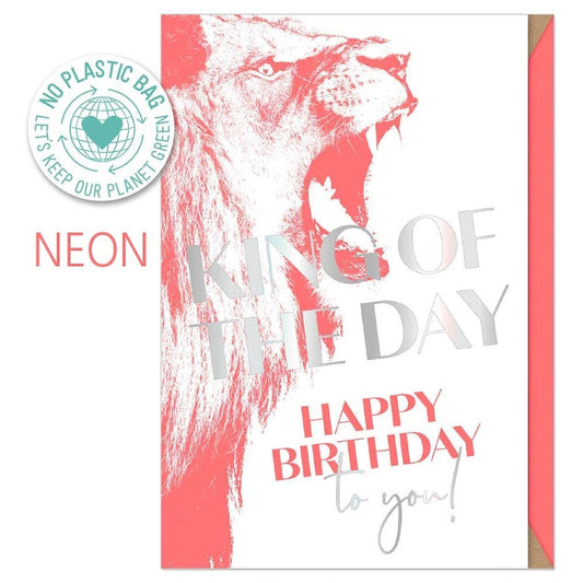 Neon Lion Birthday Card
