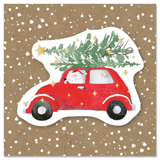 Mini Card - Driving Santa