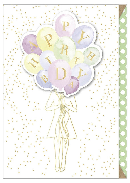 Birthday Girl Pastel Balloons Card