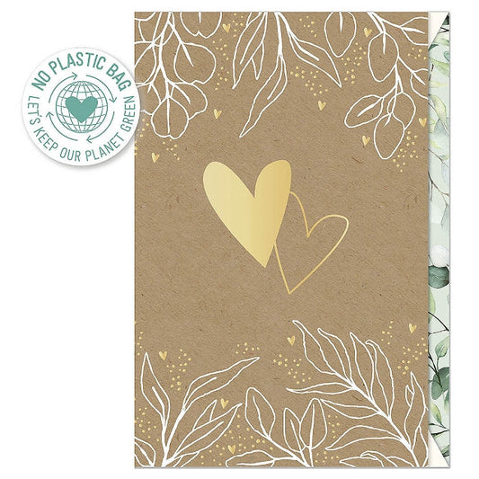 Gold Hearts Kraft Card