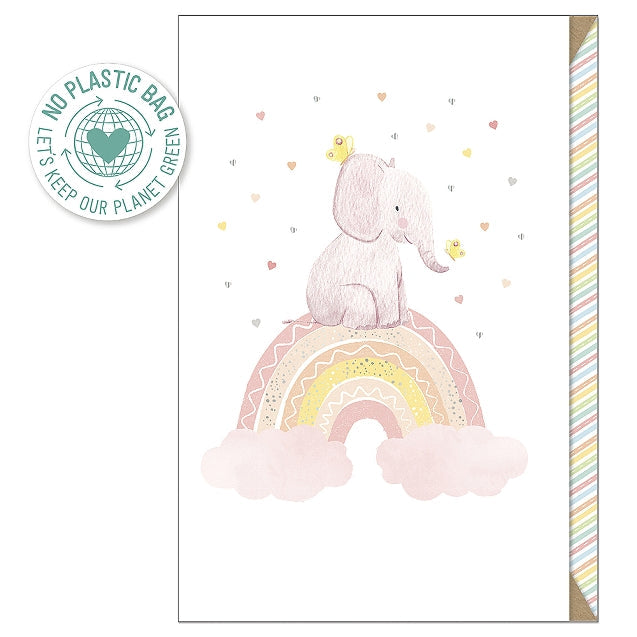 Pink Elephant Baby Card
