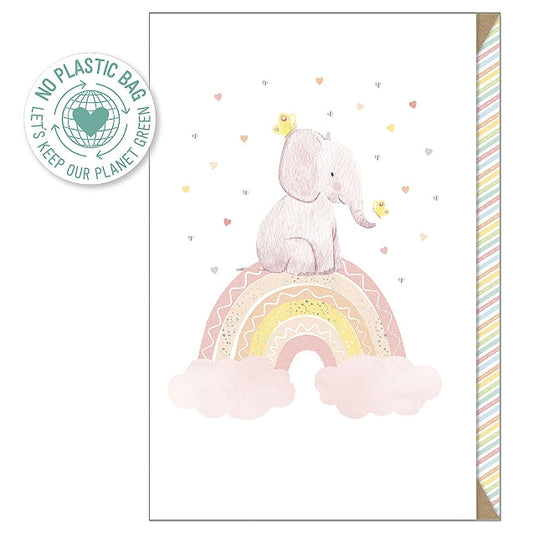 Pink Elephant Baby Card