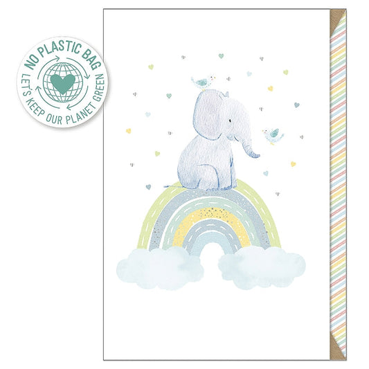 Blue Elephant Baby Card