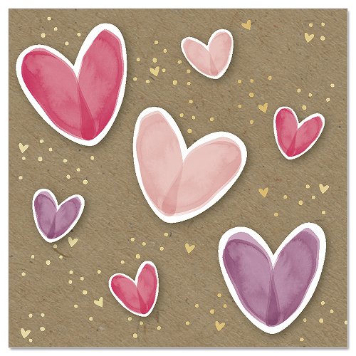 Mini Card - Watercolour Hearts