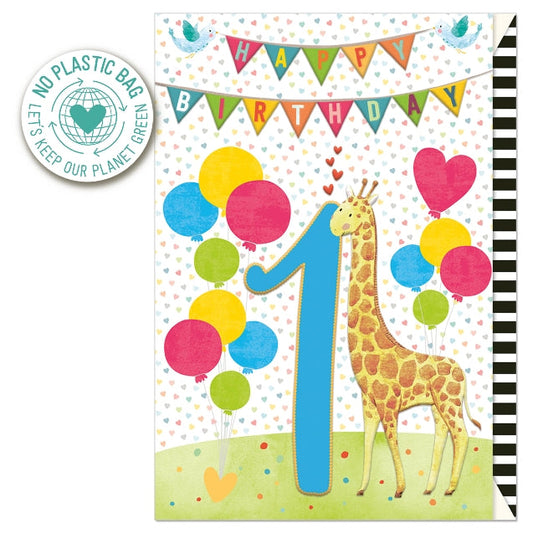 First Birthday Giraffe Card