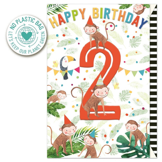 Second Birthday Monkey Card