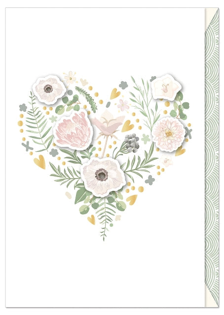 3D Applique Floral Heart Card