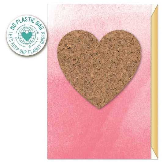 3D Applique Cork Heart Card