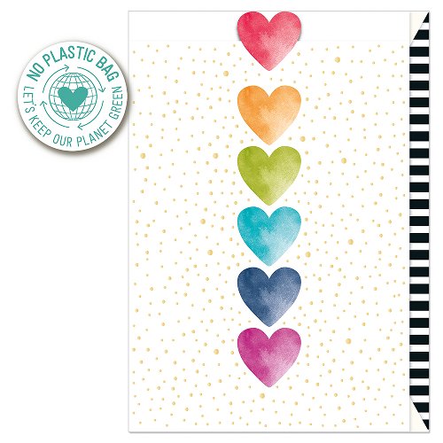 Multicolour Watercolour Hearts Card