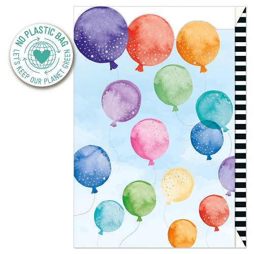 Watercolour Balloons In Sky Card