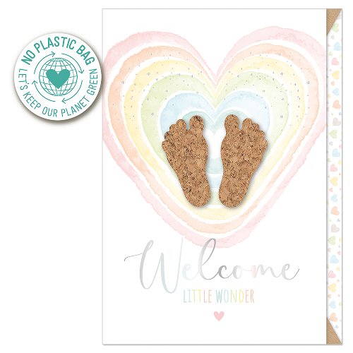 3D Applique Cork Baby Feet Card