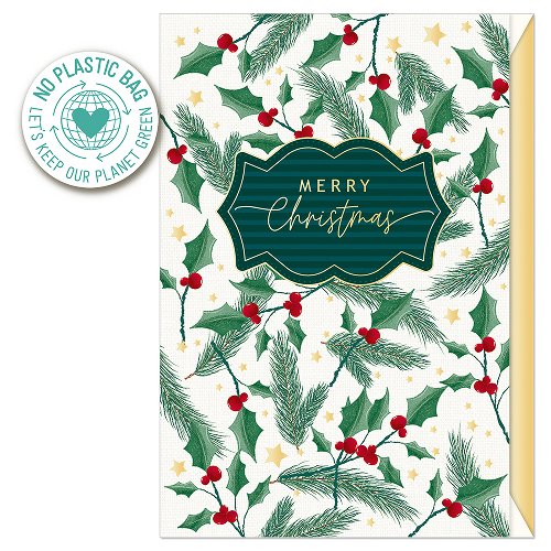 Merry Christmas Holly Berries Card