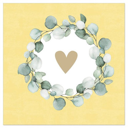 Luncheon Napkin Eucalyptus Heart
