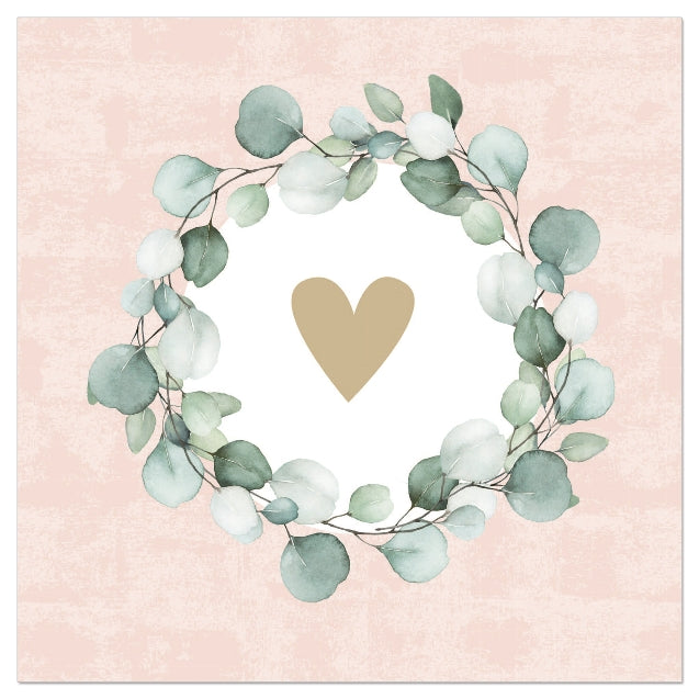 Luncheon Napkin Eucalyptus Heart